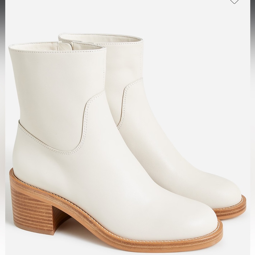 J.Crew Leather Stacked Heel Ankle Boots